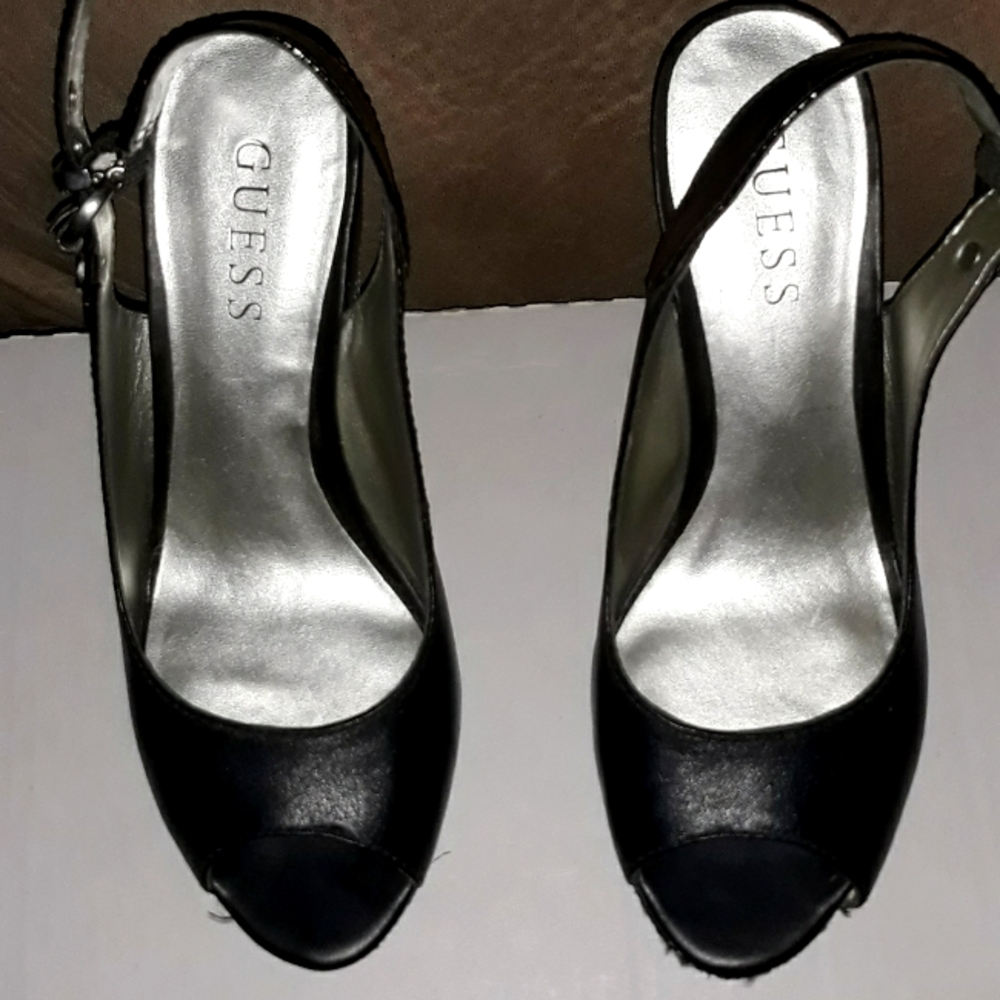 Guess Black/Zebra platform ankle strap